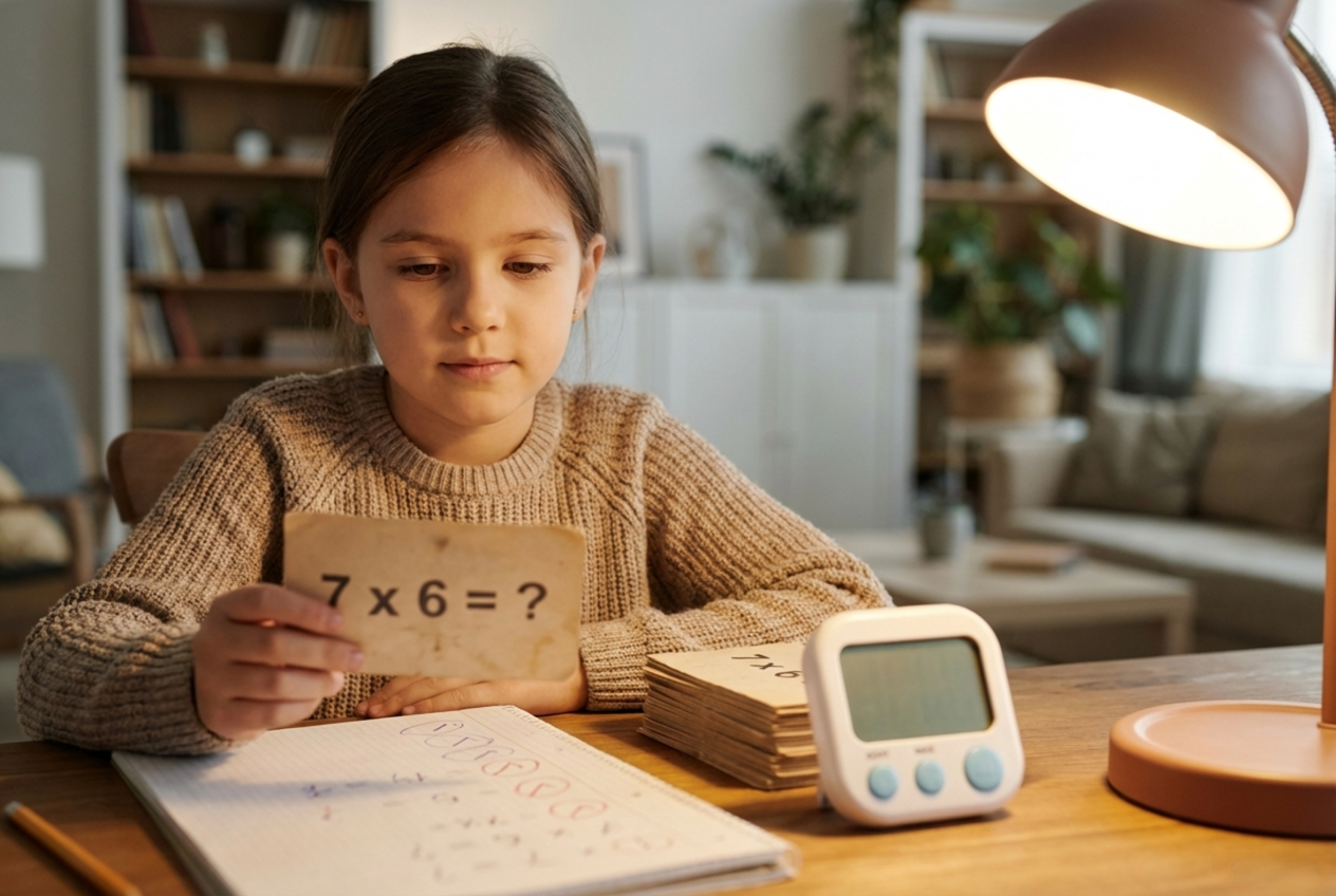 Тренировка счёта в уме: ребёнок и карточки